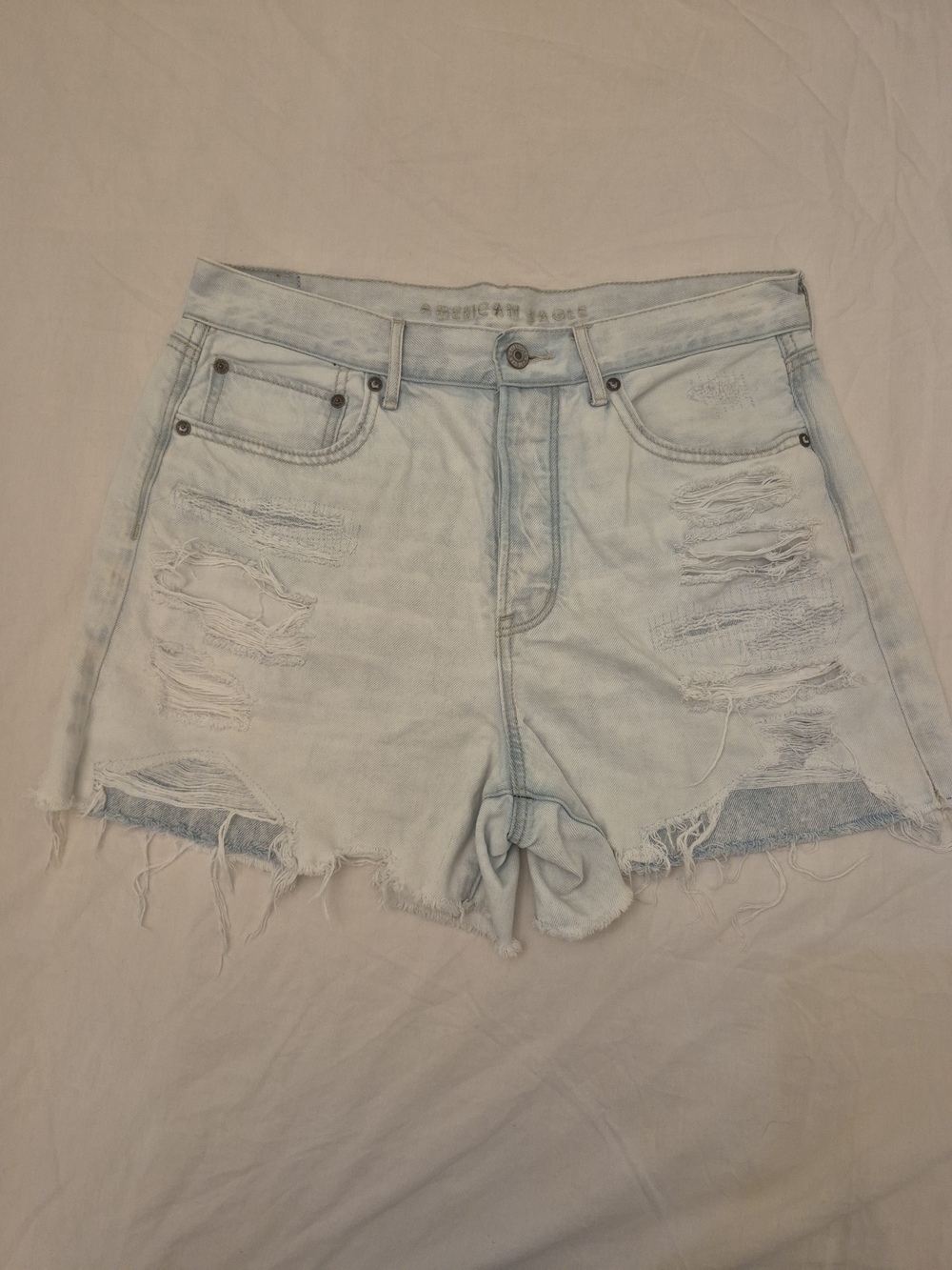 American Eagle Outfitters Light Blue Distressed Denim Shorts
